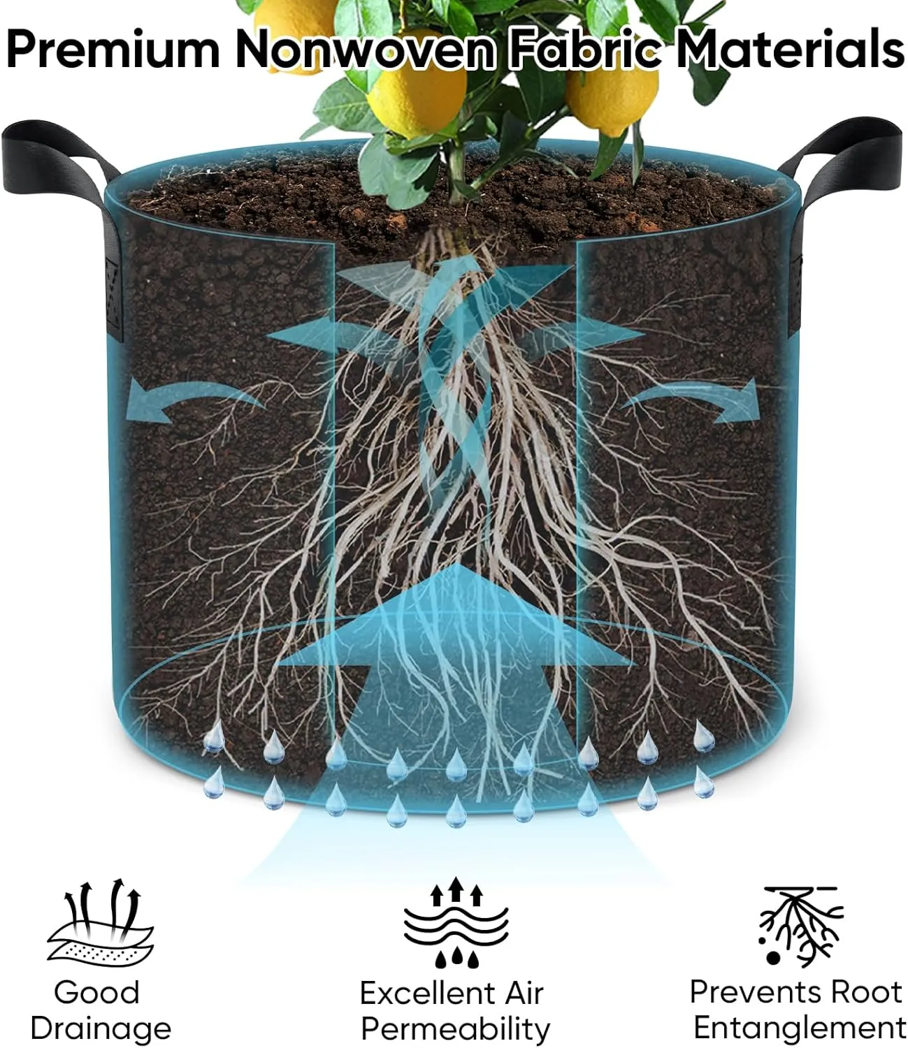 10 Gallon 10-Pack Plant Grow Bags: 350G Thickened Nonwoven Potatoes Grow Bags with Handles, Black Aeration Fabric Flowers Pots Felt Planter Garden Bags for Growing Vegetables Fruits Tomatoes Herbs