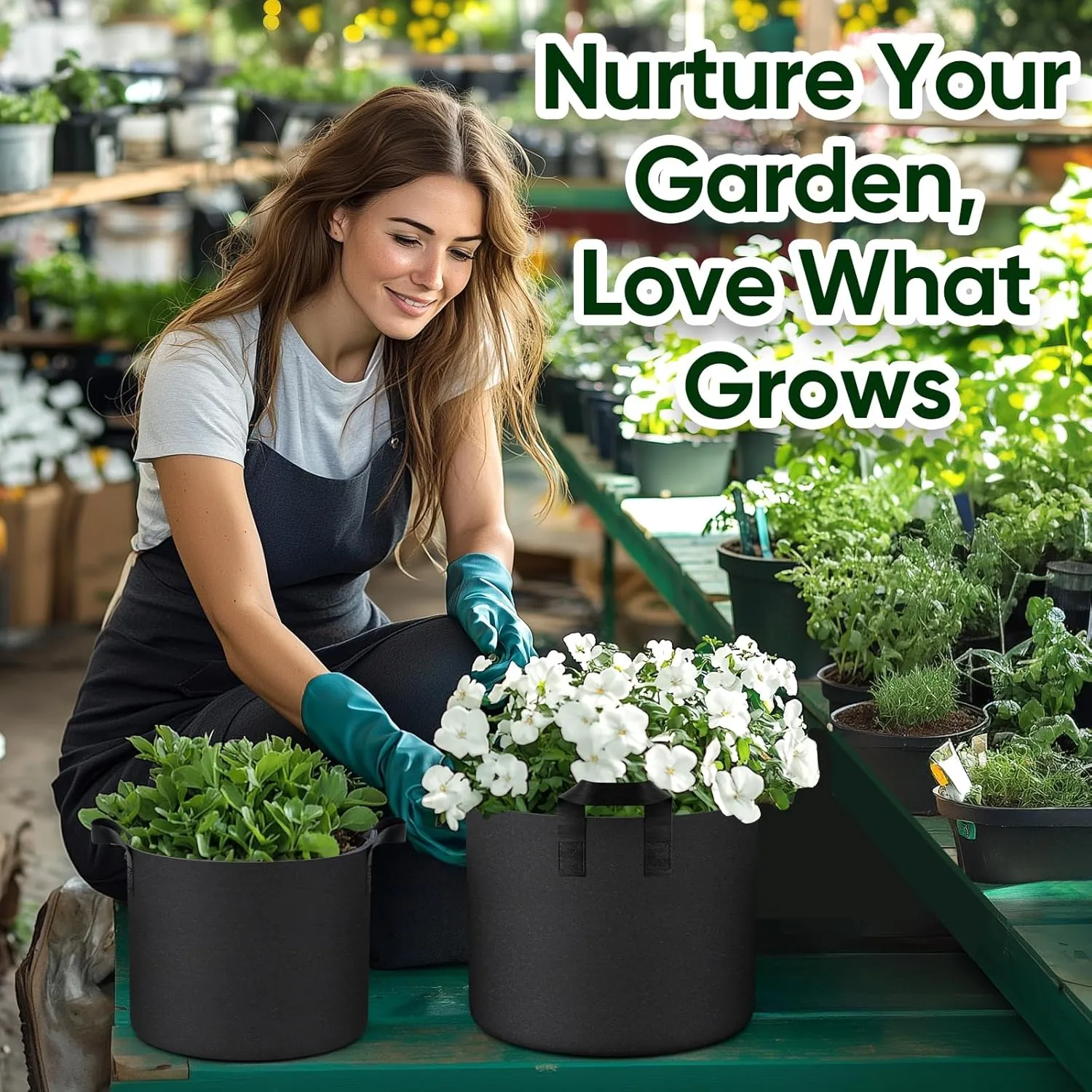 10 Gallon 10-Pack Plant Grow Bags: 350G Thickened Nonwoven Potatoes Grow Bags with Handles, Black Aeration Fabric Flowers Pots Felt Planter Garden Bags for Growing Vegetables Fruits Tomatoes Herbs