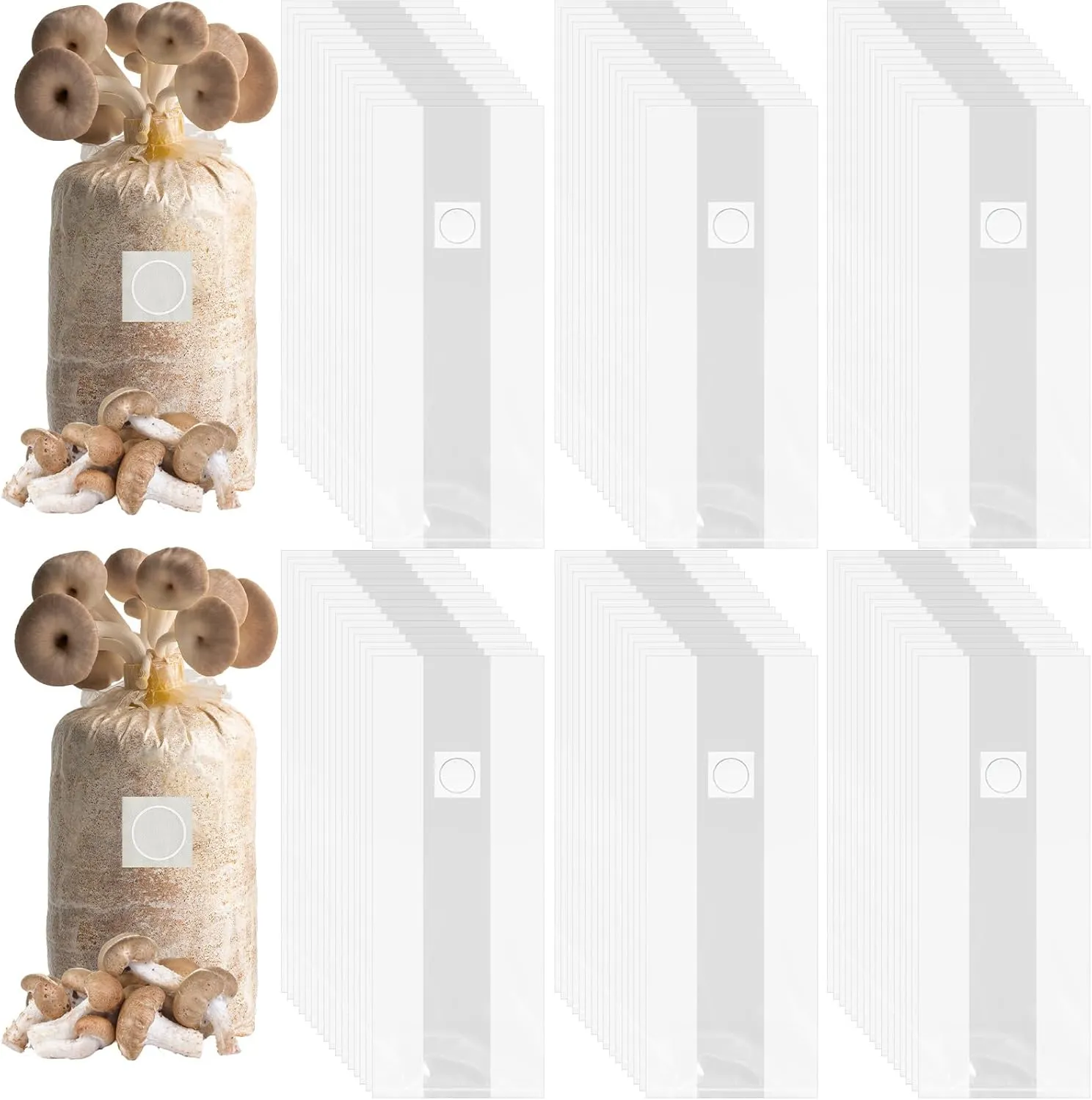 200pcs Mushroom Grow Bags Bulk 8"×5"×20" Thickened 6 Mil Mushroom Planting Substrate Spawning Bag with 0.2 Filter