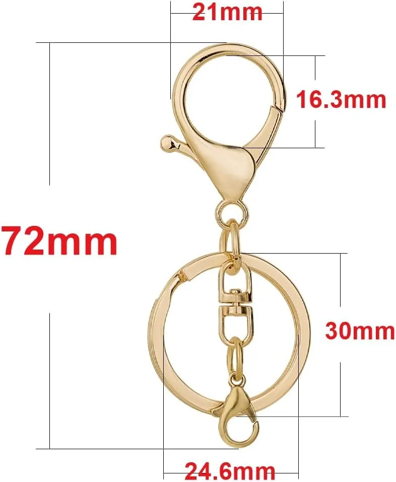 20sets Lobster Claw Clasps Hook with Flat Split Keychain Ring with Swivel Trigger Clip with Little Lobster Clasp for DIY Craft Jewelry Making