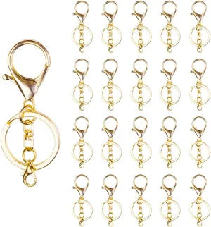 20sets Lobster Claw Clasps Hook with Flat Split Keychain Ring with Swivel Trigger Clip with Little Lobster Clasp for DIY Craft Jewelry Making