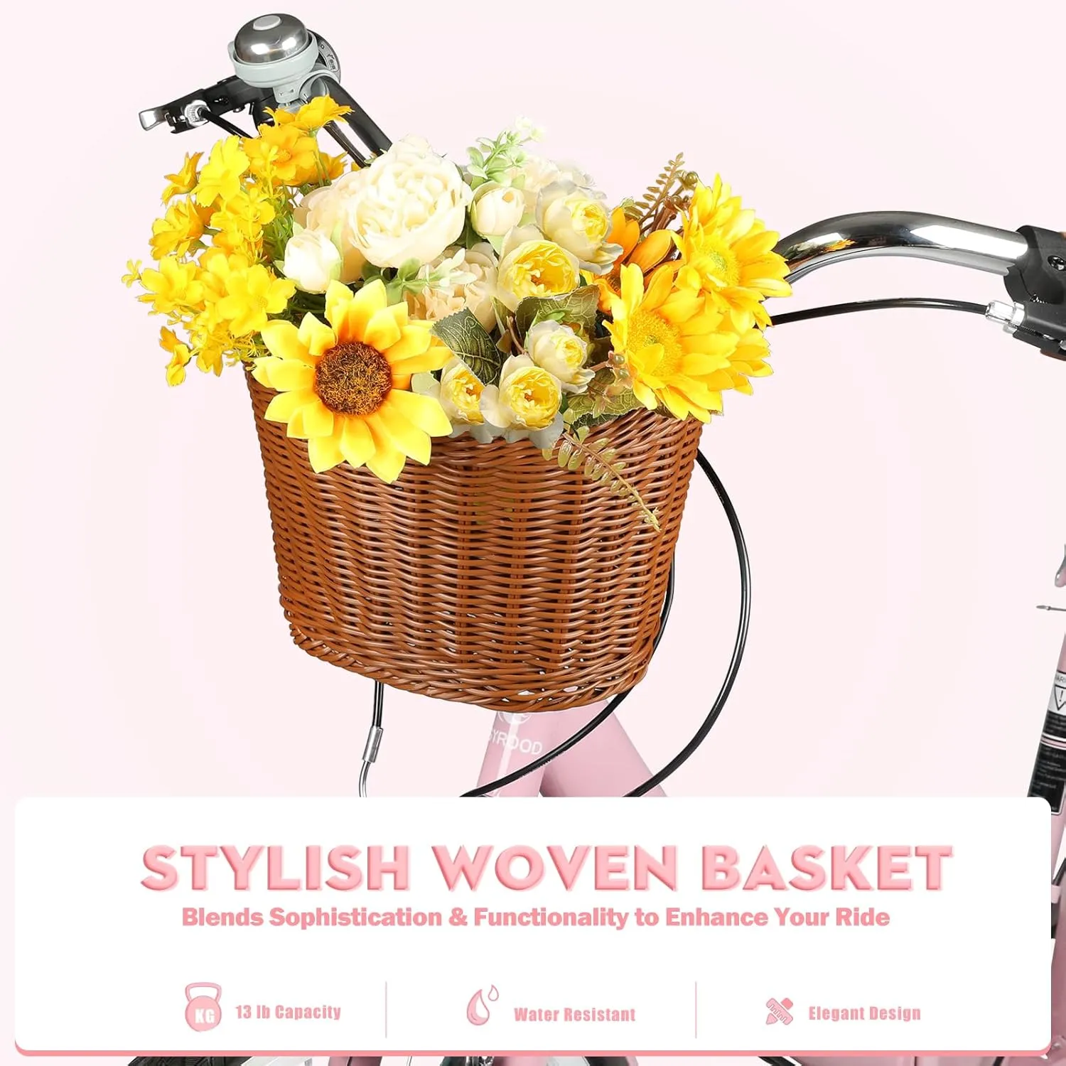 26 Inch Folding Beach Cruiser Bike for Women, 7-Speed Foldable Bicycle with Basket & Rack, Lightweight City Bike for Commuting, Leisure, and Relaxed Rides
