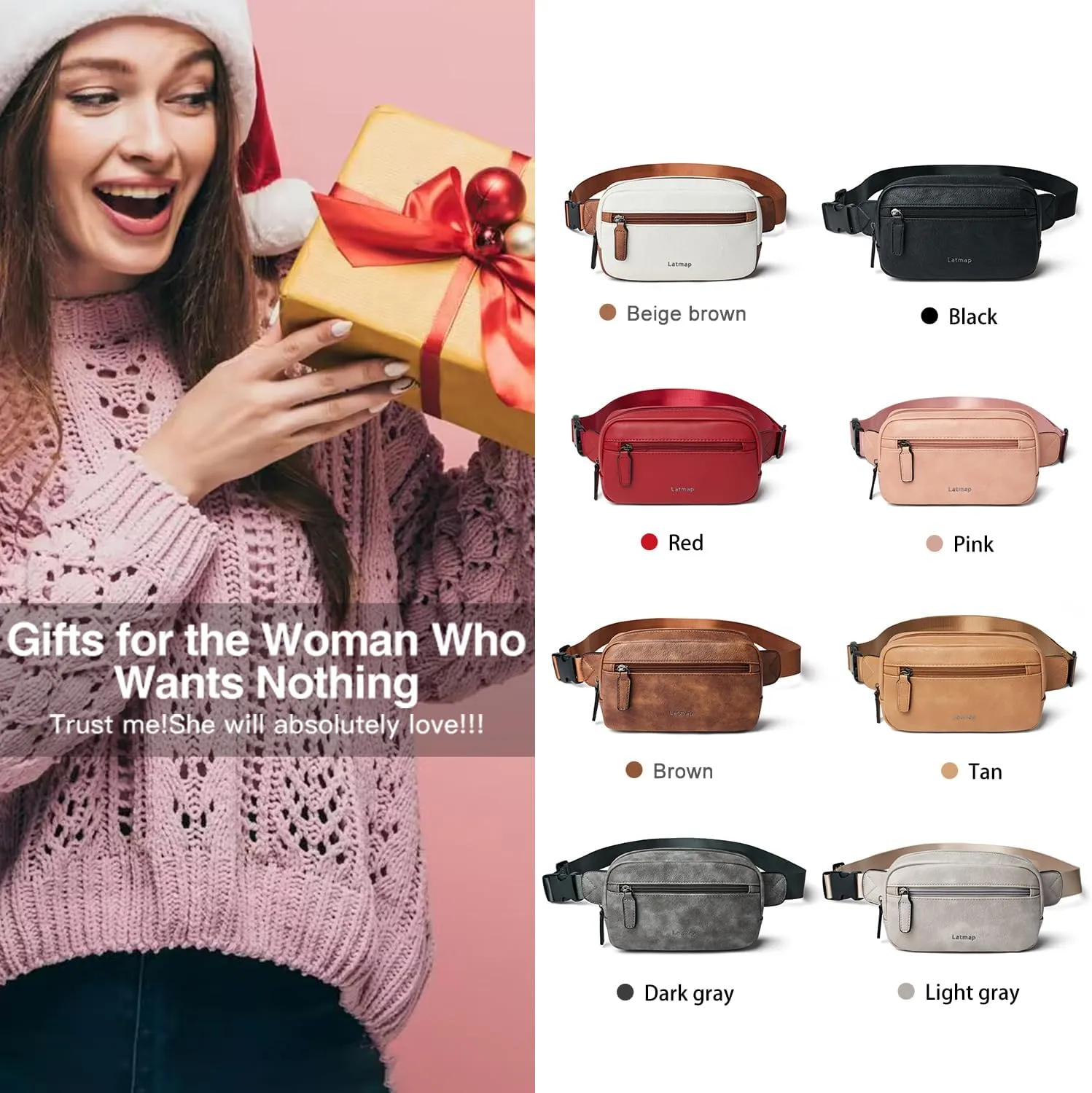 2L Fanny Packs Everywhere Belt Bag Small Fashion Crossbody Waist Pack Faux Leather Waterproof Sling Chest Bag For Women Tan