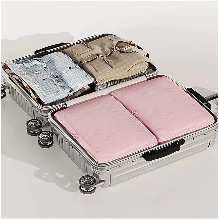 2PCS Compression Packing Cube Wardrobe Drawer Puffer Jacket Storage Foldable Luggage Suitcase Organizer Compressed Travel Clothes Bag(Gray,40X30X18)
