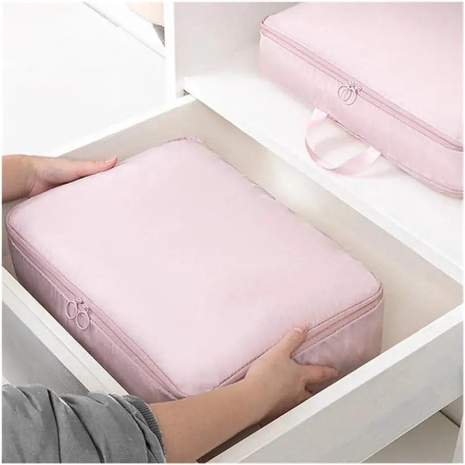2PCS Compression Packing Cube Wardrobe Drawer Puffer Jacket Storage Foldable Luggage Suitcase Organizer Compressed Travel Clothes Bag(Gray,40X30X18)
