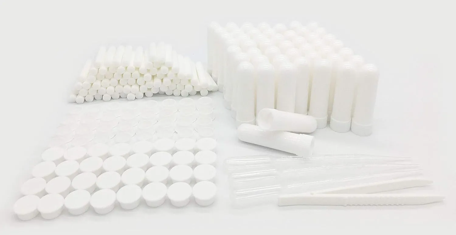 48 PCS Essential Oil Aromatherapy Blank Plastic Tubes (Including 60 unscented Wicks 3 Polyethylene Pipette Droppers 1Plastic Tweezers)