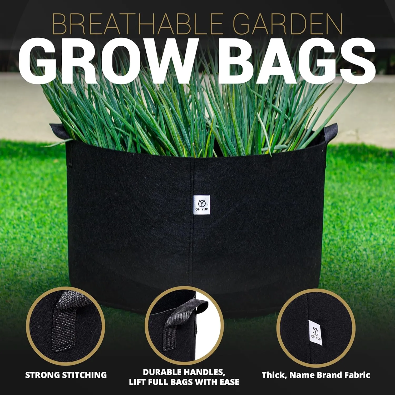 5-Pack 30 Gallon Grow Bags - with Handles, Eco-Friendly Felt Fabric Planters for Plants, Vegetables, and Flowers Growth - Breathable, Durable & Reusable - Indoor & Outdoor Gardening Pots