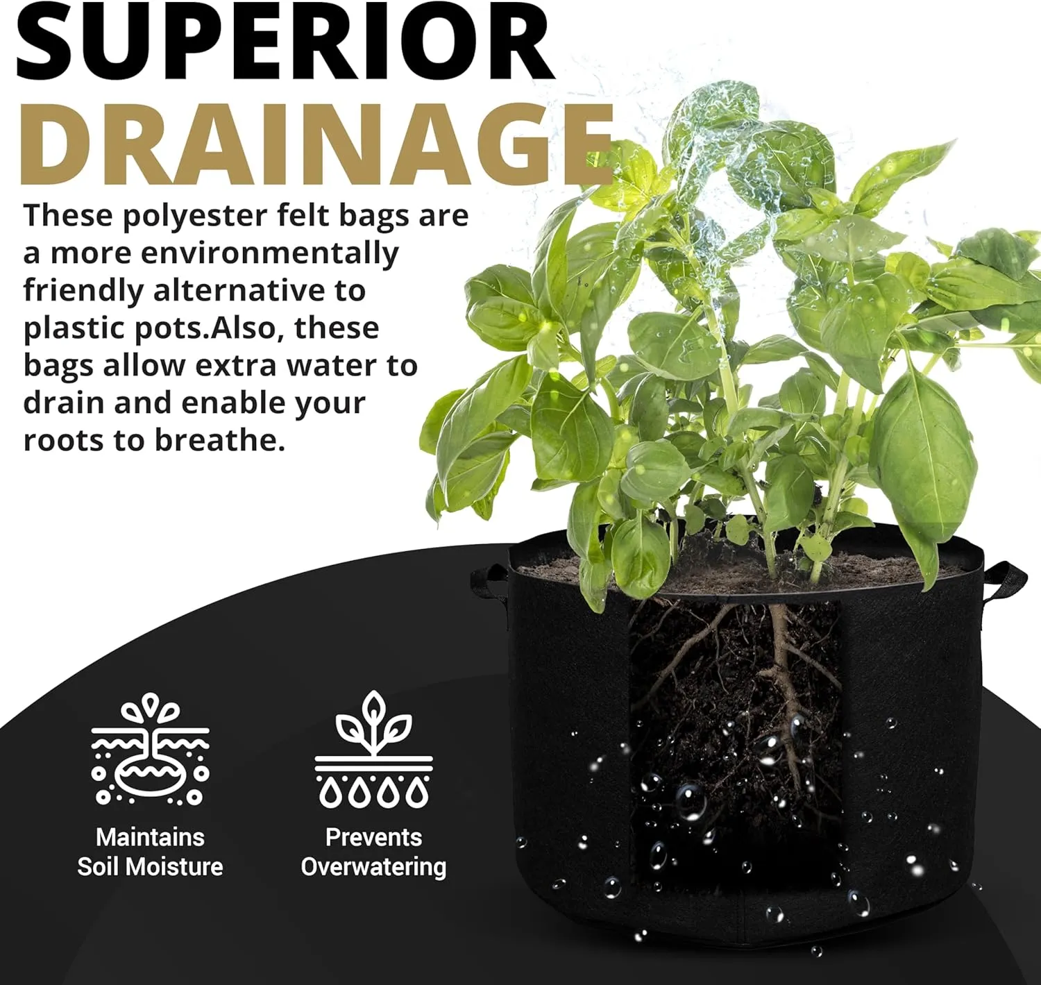 5-Pack 30 Gallon Grow Bags - with Handles, Eco-Friendly Felt Fabric Planters for Plants, Vegetables, and Flowers Growth - Breathable, Durable & Reusable - Indoor & Outdoor Gardening Pots