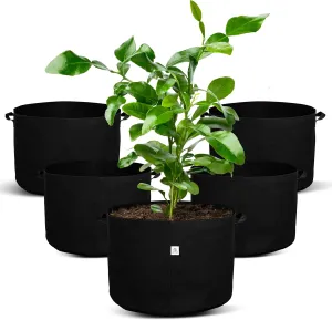 5-Pack 30 Gallon Grow Bags - with Handles, Eco-Friendly Felt Fabric Planters for Plants, Vegetables, and Flowers Growth - Breathable, Durable & Reusable - Indoor & Outdoor Gardening Pots