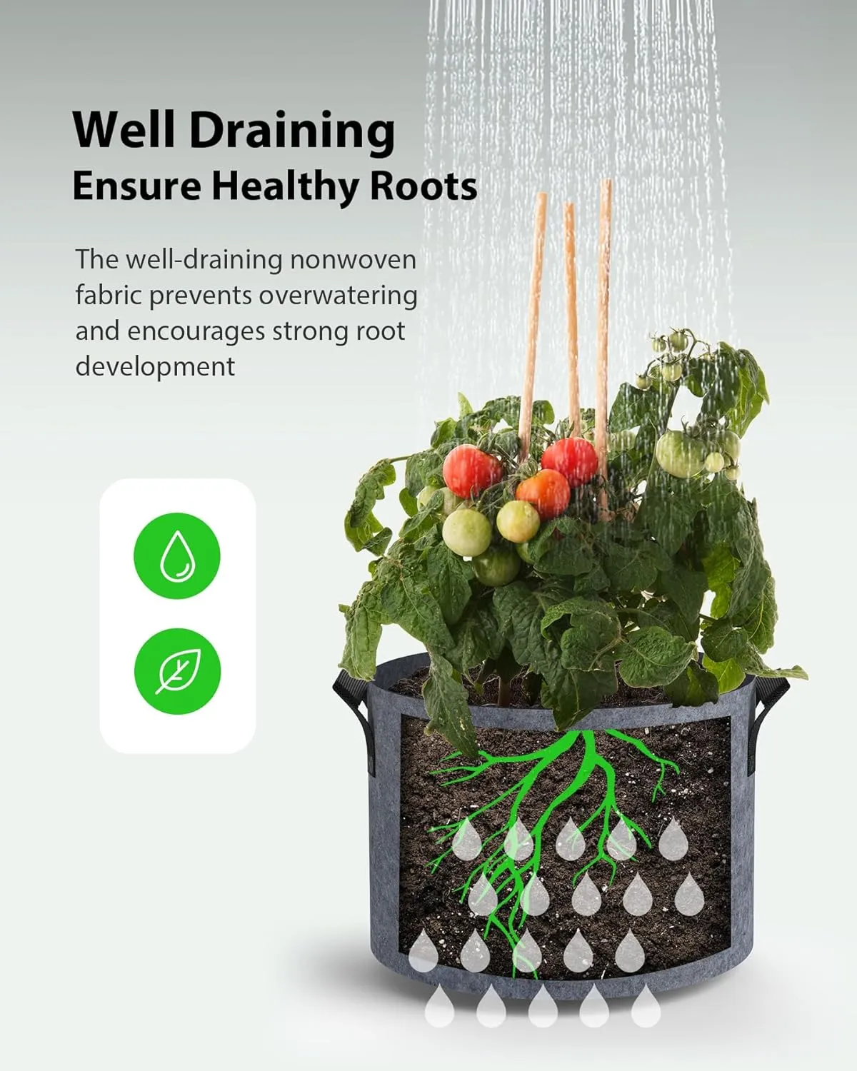 5-Pack Grow Bags 40 Gallon Thickened Plant Grow Bags Multi-Purpose Nonwoven Fabric Pots with Durable Handles, Outdoor Garden Plant Pots for Fruits Vegetables Flowers Herb Bonsai Plants, Gray