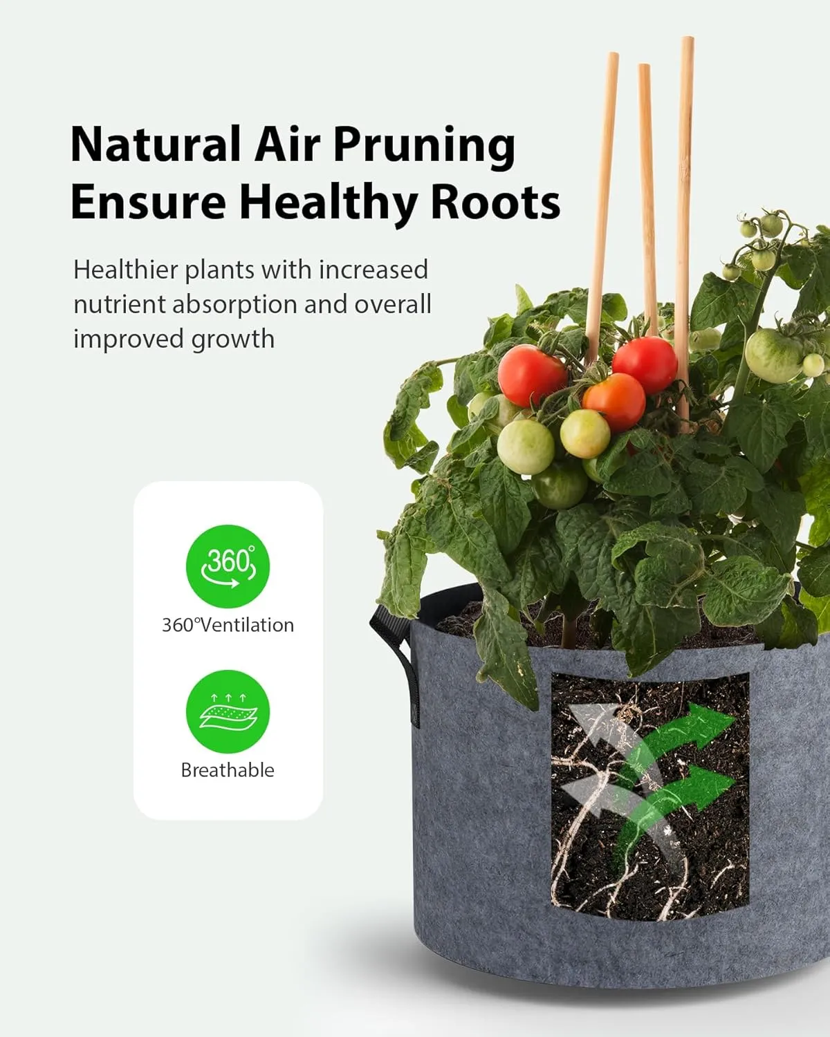 5-Pack Grow Bags 40 Gallon Thickened Plant Grow Bags Multi-Purpose Nonwoven Fabric Pots with Durable Handles, Outdoor Garden Plant Pots for Fruits Vegetables Flowers Herb Bonsai Plants, Gray