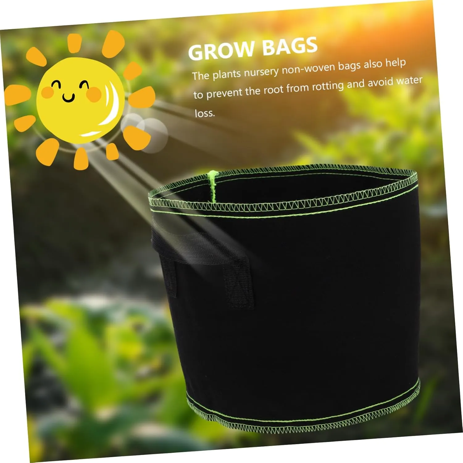 5pcs Non-Woven Thicken Planting Bags Large Vegetable Grow Bags Excellent Drainage Root Formation Black for Indoor Gardening