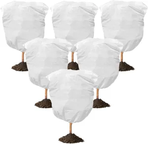 6 Pack Plant Covers Frost Protection Bag Winter Drawstring Plant Covers Winter Reusable Plants Jacket for Fruit Tree Shrub Potted Plants (39.5" x 39.5")