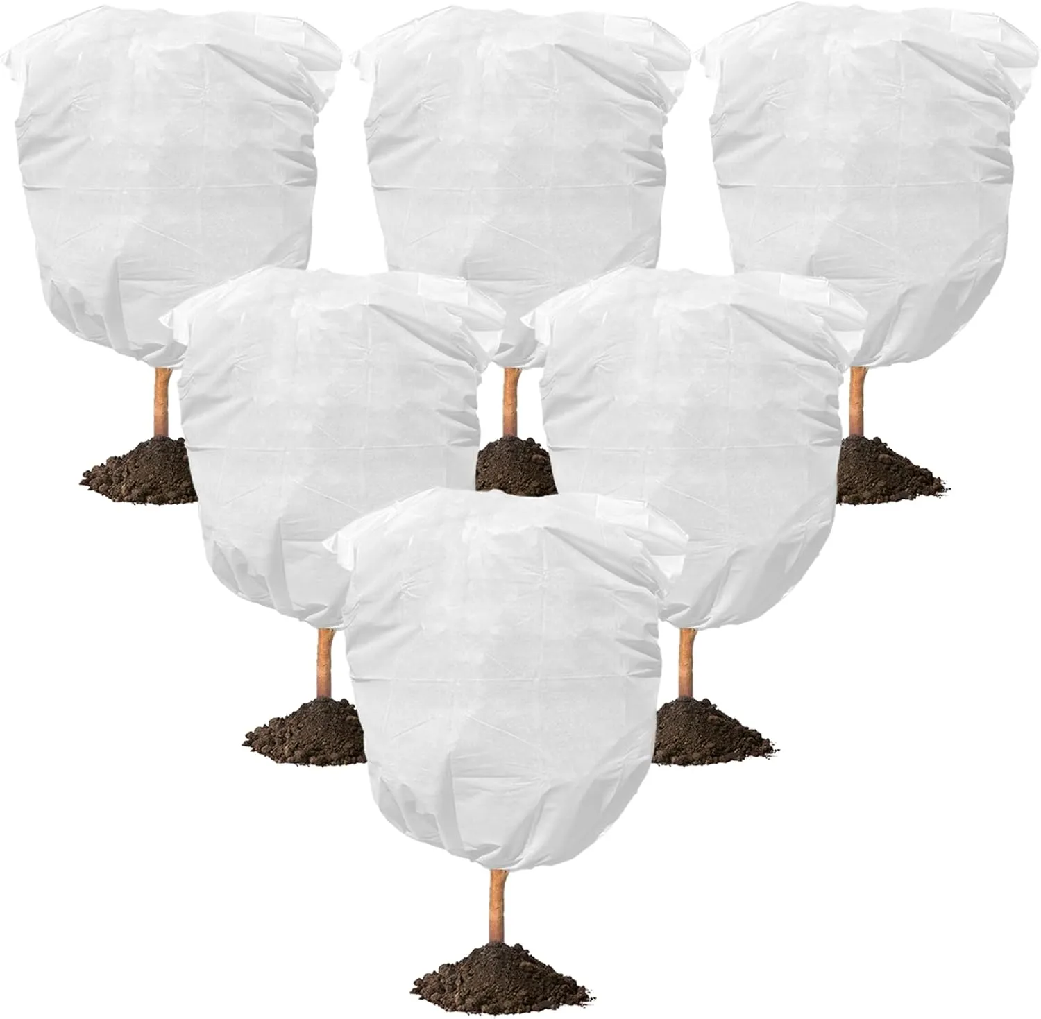 6 Pack Plant Covers Frost Protection Bag Winter Drawstring Plant Covers Winter Reusable Plants Jacket for Fruit Tree Shrub Potted Plants (39.5" x 39.5")