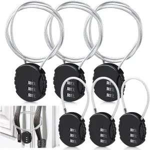 6 Pieces Cable Locks 3 Digit Combination Locks Waterproof Cable Luggage Travel Padlock for Gym Bike Backpack Cabinet 30 Inch, 5.31 Inch Wire Rope(Black)