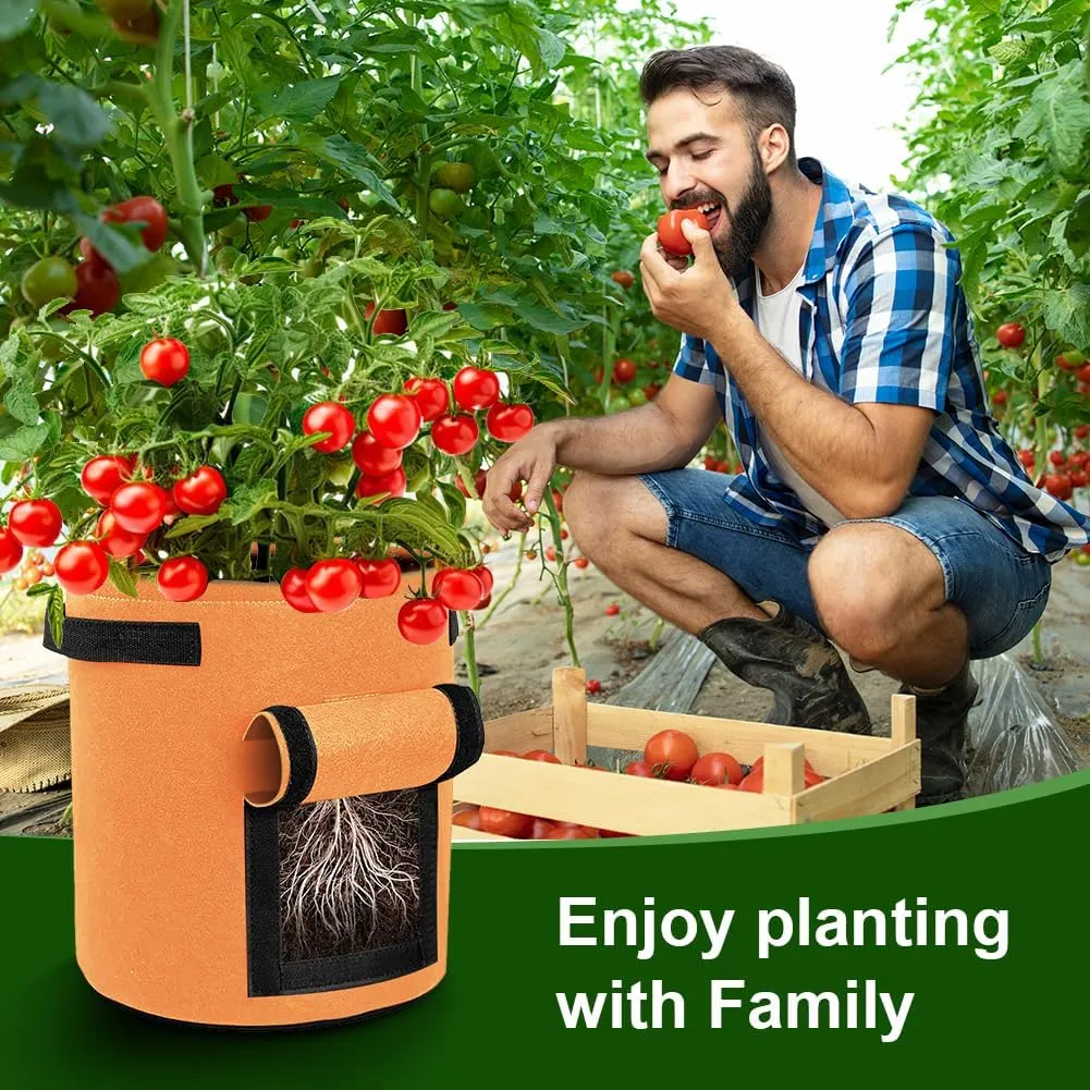 9 Pack 15 Gallon Potato Growing Bags, Colorful Garden Planting Bag with Handle and Harvest Window, Nonwoven Aeration Fabric Growing Bags with Flap for Tomatoes, Vegetables, and Fruits