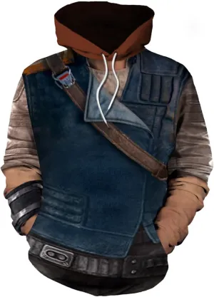 Adult Anakin Skywalker Tano Jawa Costume Halloween Cosplay 3D Printed Classic Battle Pullover Hoodie