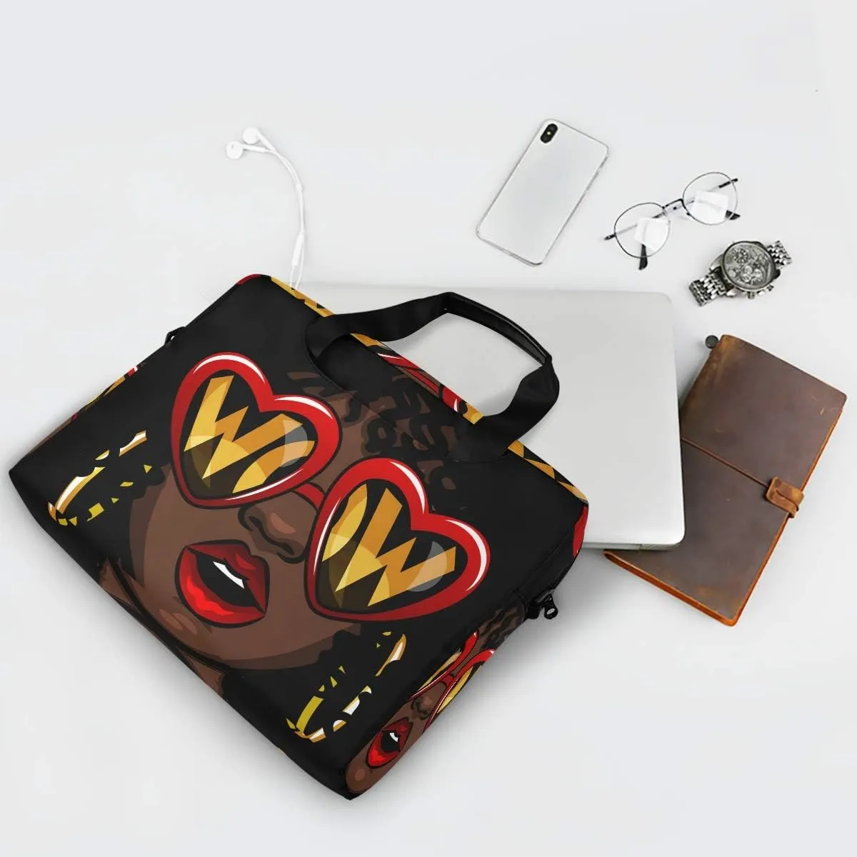 ALAZA Afro African American Woman Laptop Case Bag Sleeve Portable Crossbody Messenger Briefcase w/Strap Handle, 13 14 15.6 inch