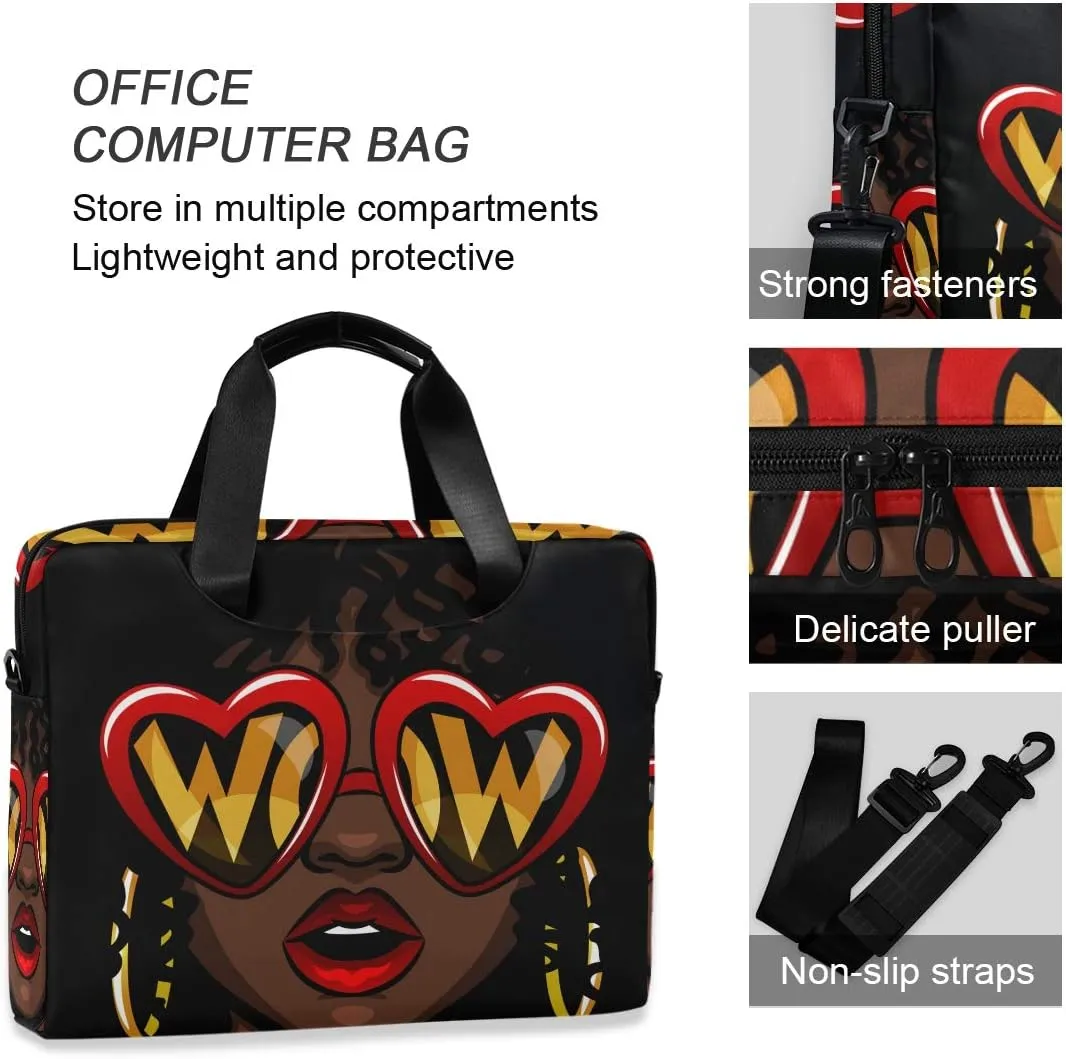 ALAZA Afro African American Woman Laptop Case Bag Sleeve Portable Crossbody Messenger Briefcase w/Strap Handle, 13 14 15.6 inch