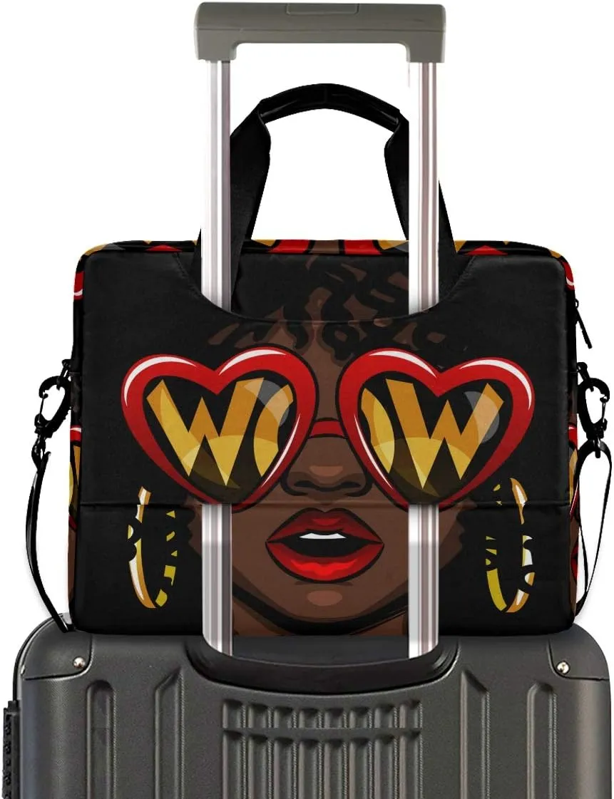 ALAZA Afro African American Woman Laptop Case Bag Sleeve Portable Crossbody Messenger Briefcase w/Strap Handle, 13 14 15.6 inch