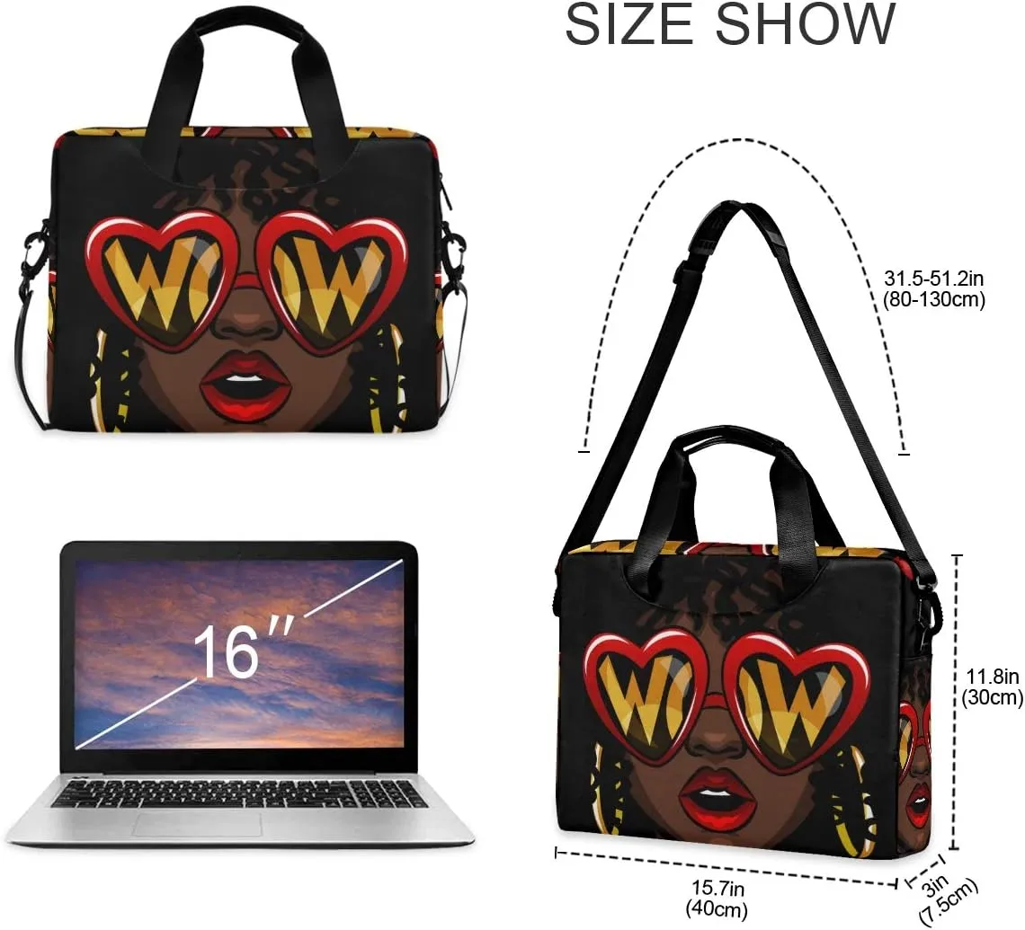 ALAZA Afro African American Woman Laptop Case Bag Sleeve Portable Crossbody Messenger Briefcase w/Strap Handle, 13 14 15.6 inch