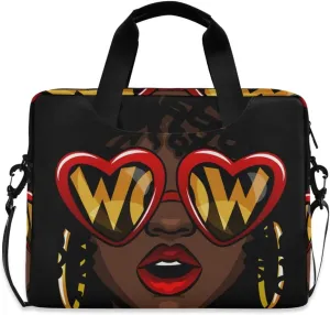 ALAZA Afro African American Woman Laptop Case Bag Sleeve Portable Crossbody Messenger Briefcase w/Strap Handle, 13 14 15.6 inch