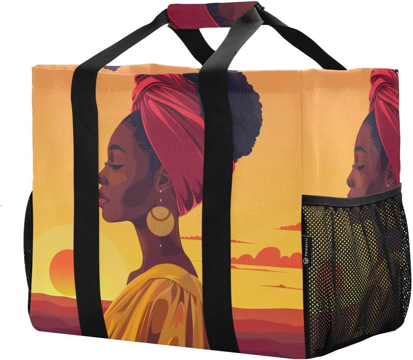 ALAZA Beautiful African Girl Waterproof Beach Tote Bags