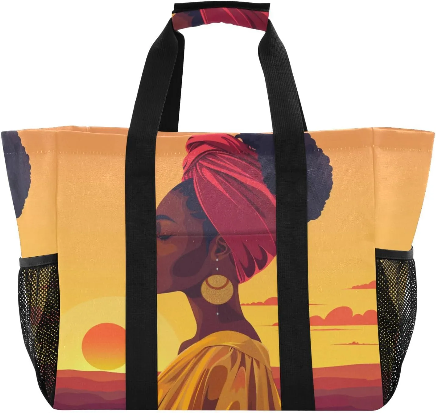 ALAZA Beautiful African Girl Waterproof Beach Tote Bags