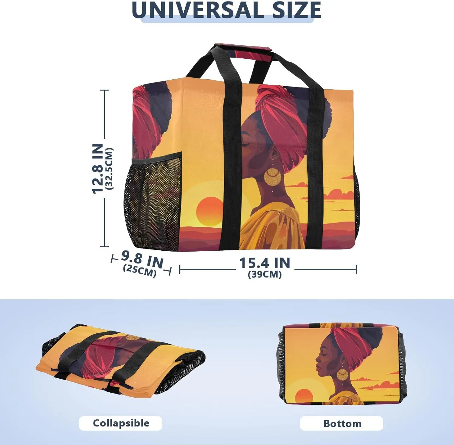 ALAZA Beautiful African Girl Waterproof Beach Tote Bags