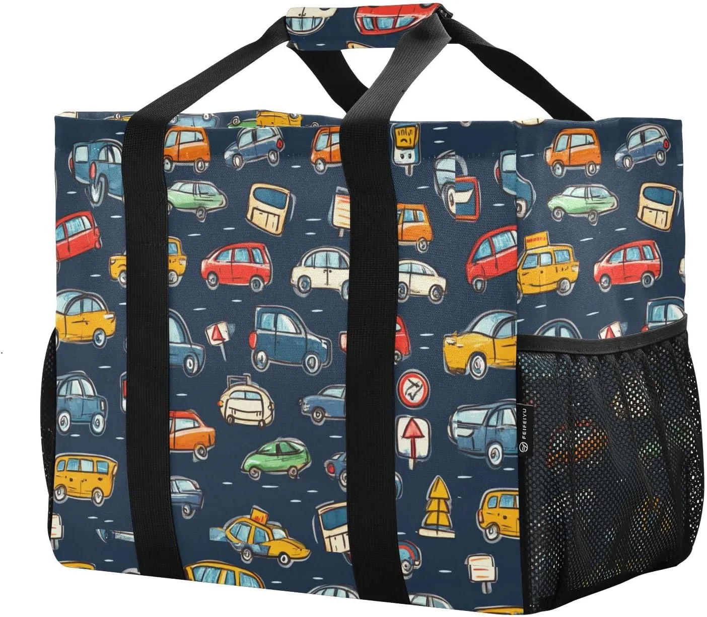 ALAZA Cartoon Cars Transport Waterproof Beach Tote Bags