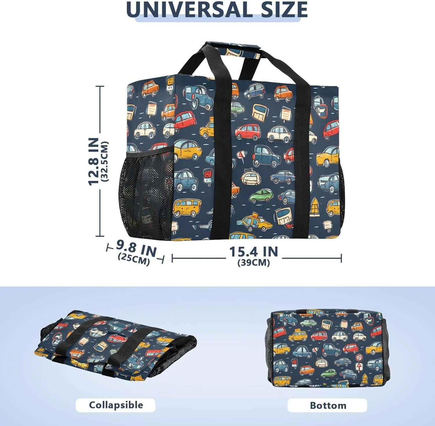 ALAZA Cartoon Cars Transport Waterproof Beach Tote Bags