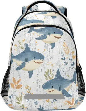 ALAZA Cartoon Shark Foliage Pattern Backpacks Travel Laptop Daypack School Book Bag for Men Women Teens Kids