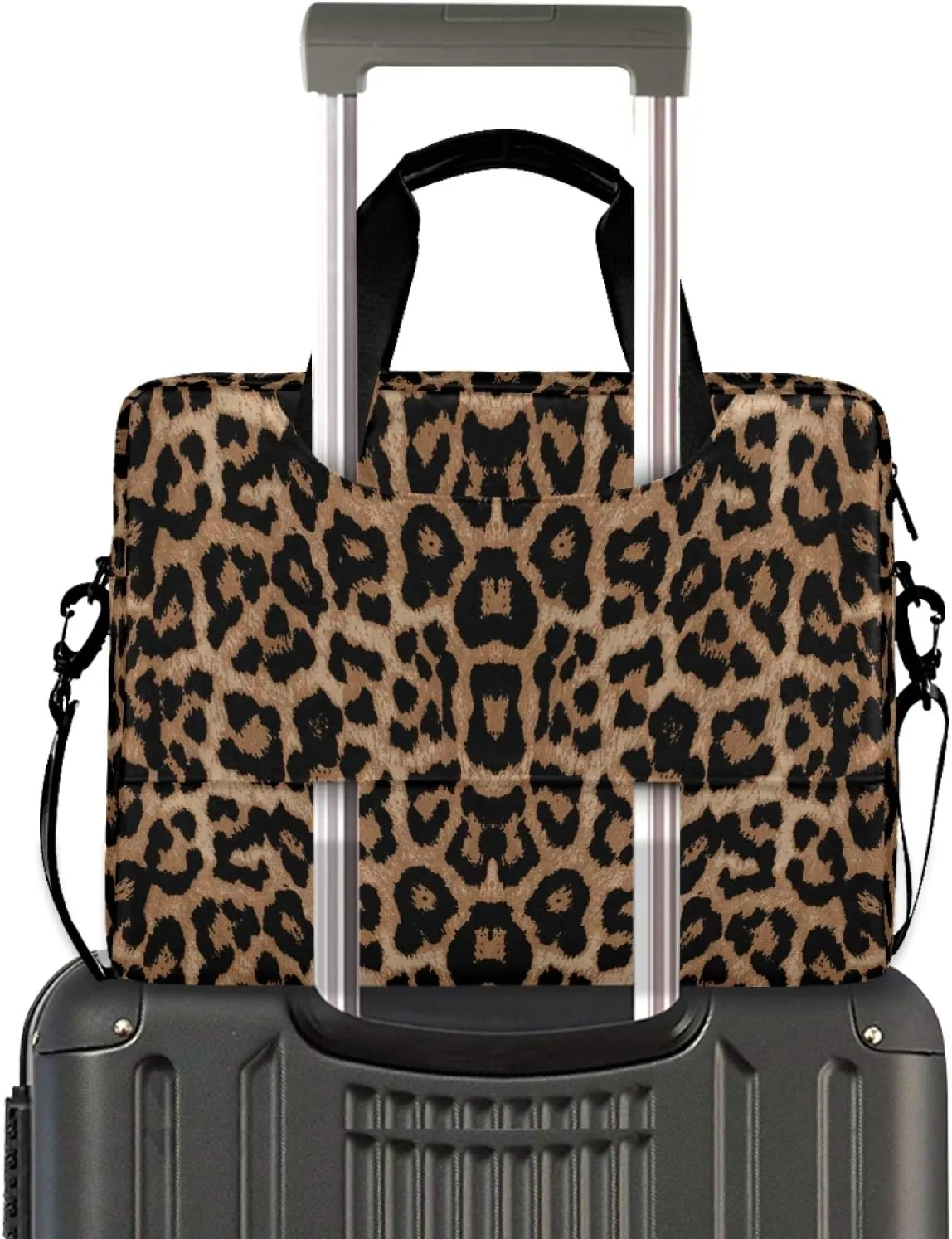 ALAZA Cheeteh Leopard Print Animal Laptop Case Bag Sleeve Portable Crossbody Messenger Briefcase w/Strap Handle, 13 14 15.6 inch
