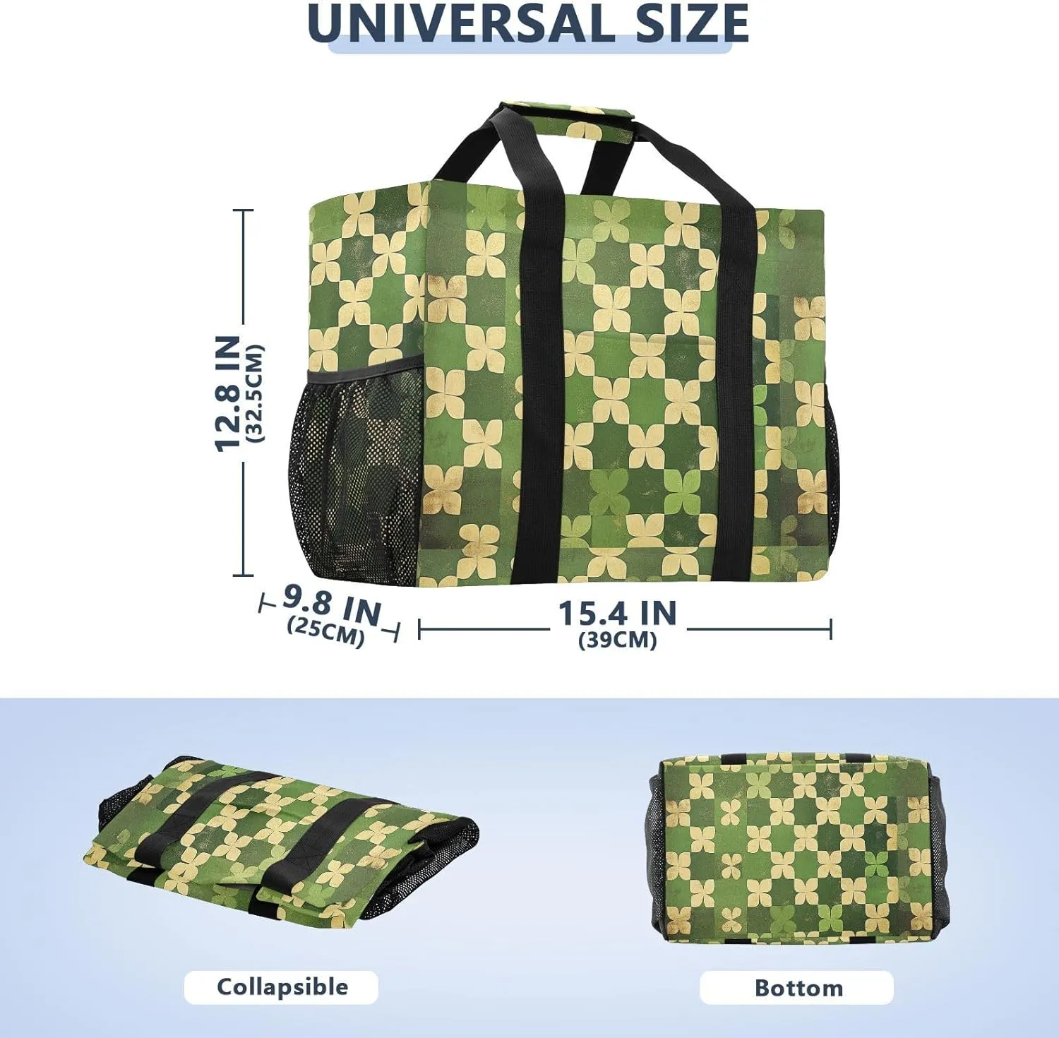ALAZA Clover Leaves and Glasses Of Beer for St. Patrick's Day Waterproof Beach Tote Bags