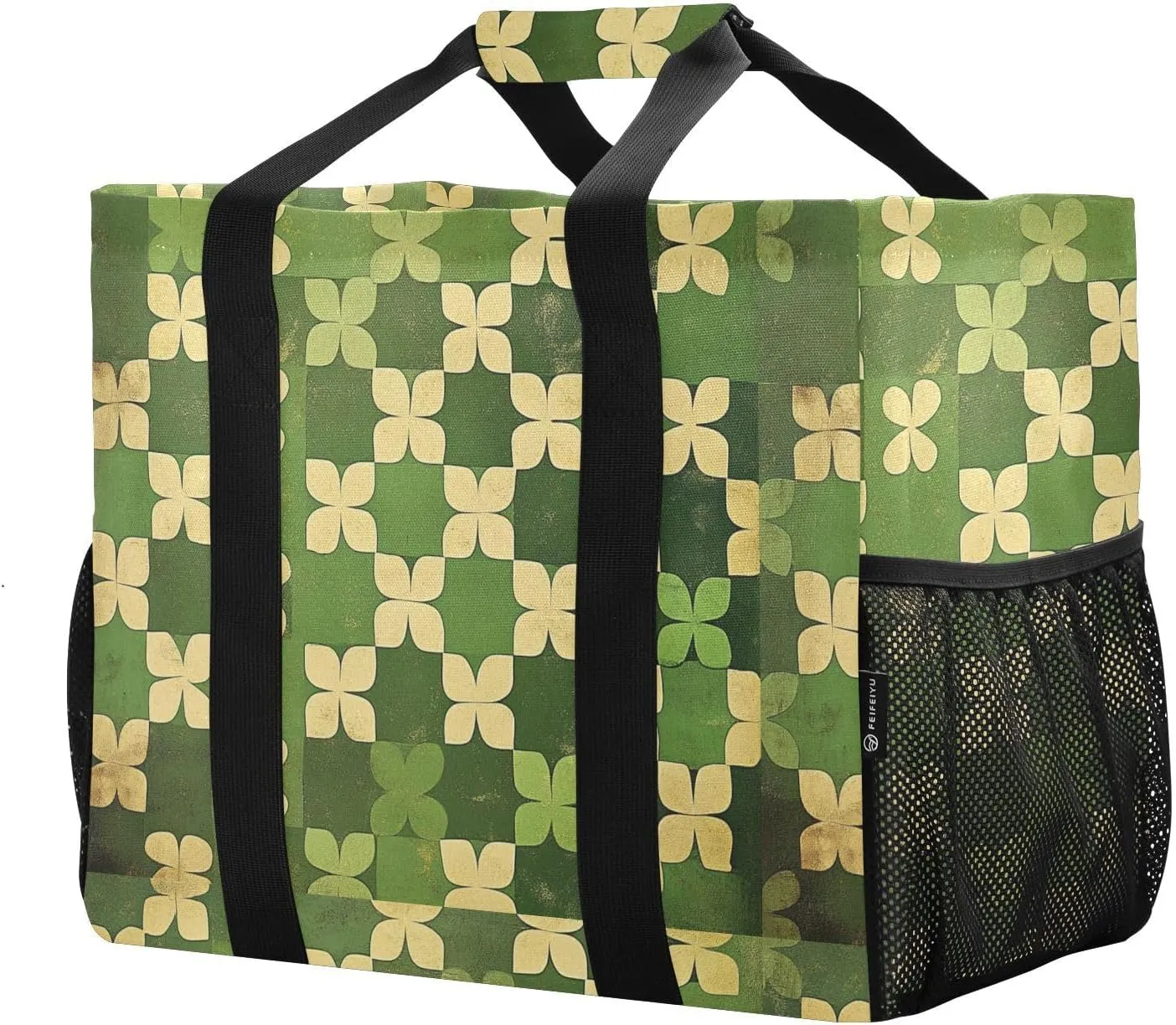 ALAZA Clover Leaves and Glasses Of Beer for St. Patrick's Day Waterproof Beach Tote Bags
