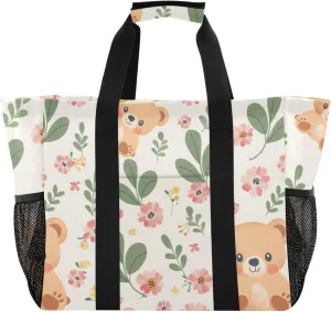 ALAZA Cute Sloth and Palm Leaves Seamlee Waterproof Beach Tote Bags