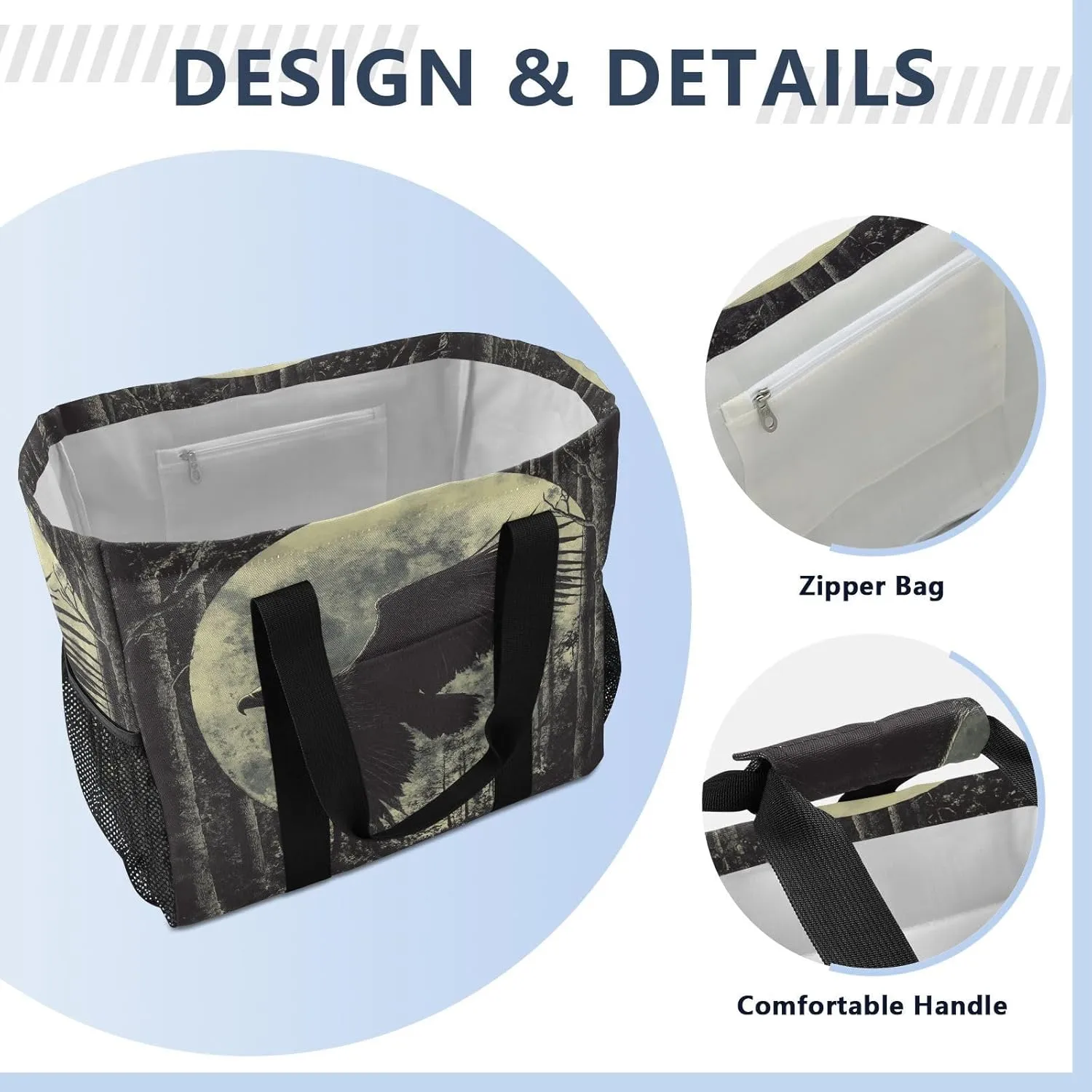 ALAZA Eagles Misty Forest Waterproof Beach Tote Bags