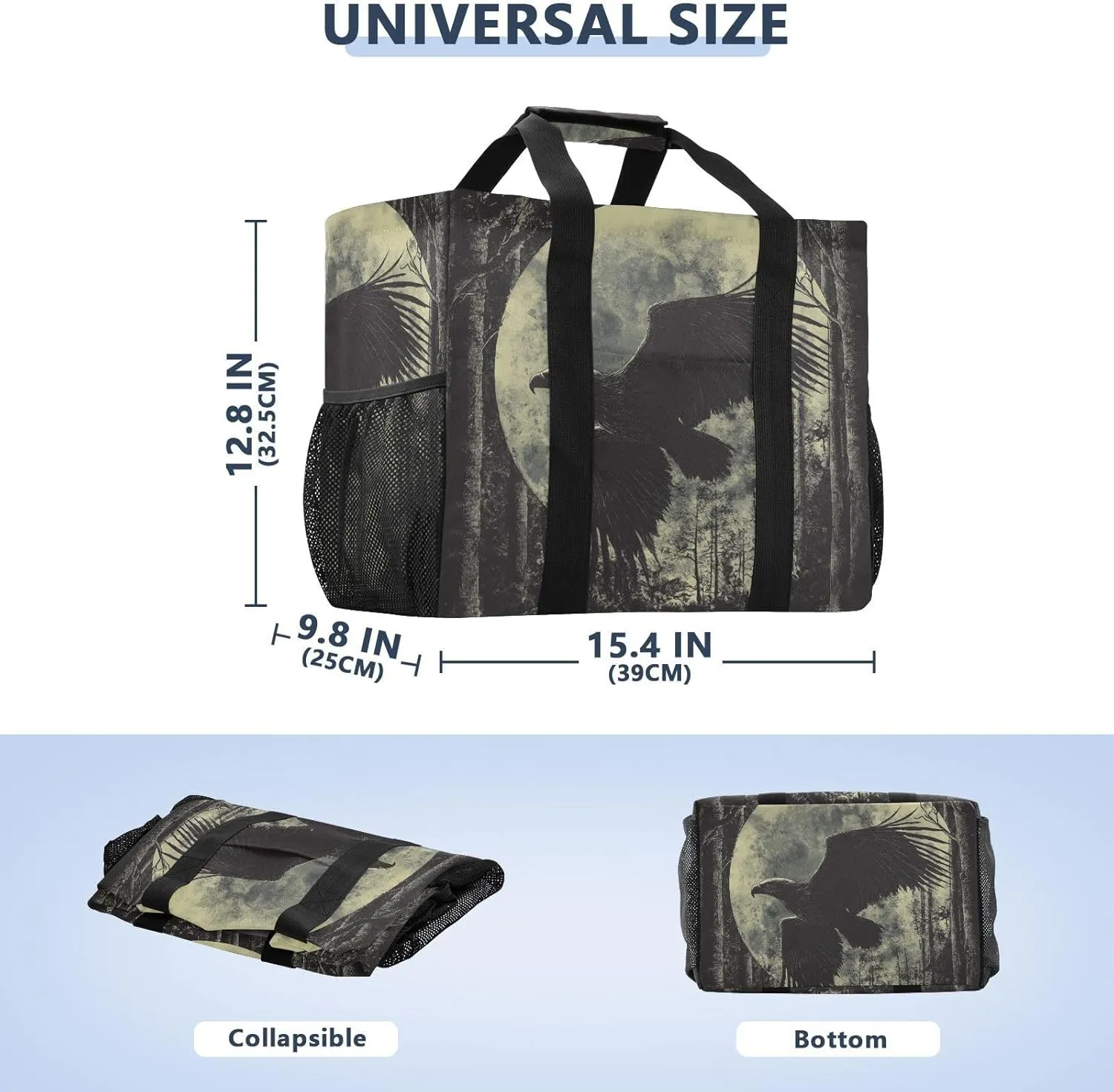ALAZA Eagles Misty Forest Waterproof Beach Tote Bags