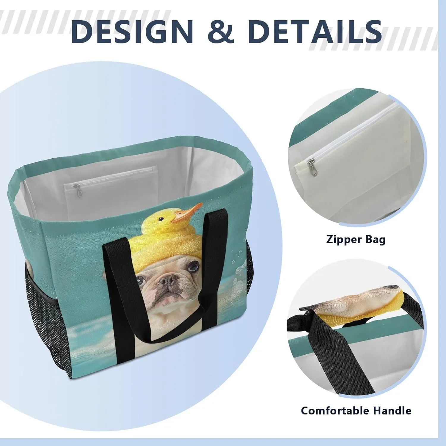 ALAZA French Bulldog Sticking Its Head Through A Hole Waterproof Beach Tote Bags