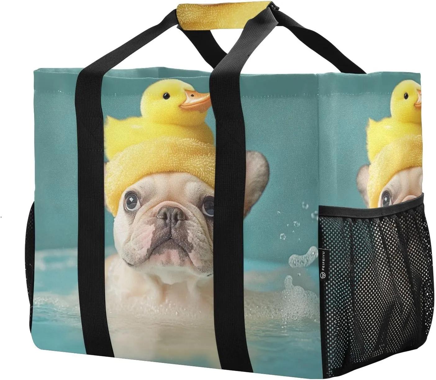 ALAZA French Bulldog Sticking Its Head Through A Hole Waterproof Beach Tote Bags