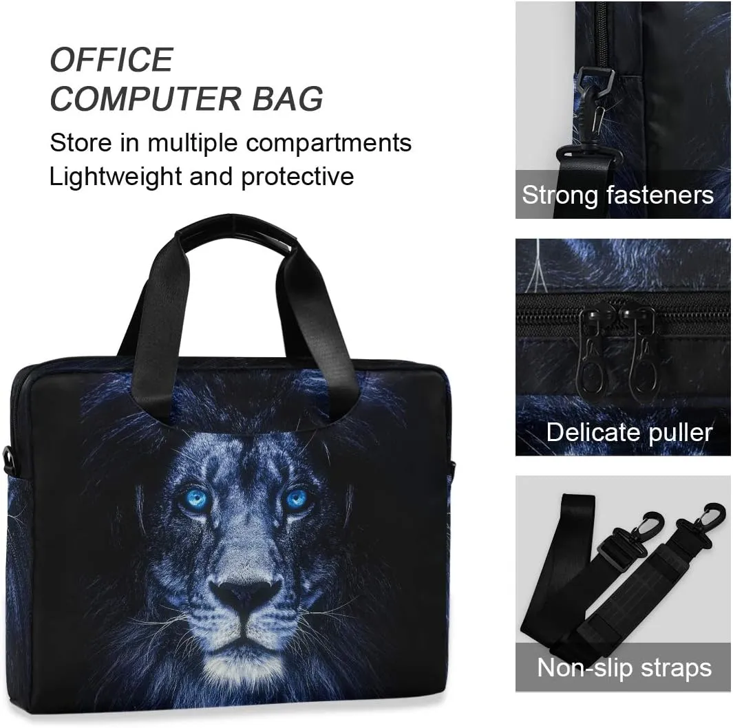 ALAZA Portrait of Lion Animal Laptop Case Bag Sleeve Portable Crossbody Messenger Briefcase w/Strap Handle, 13 14 15.6 inch