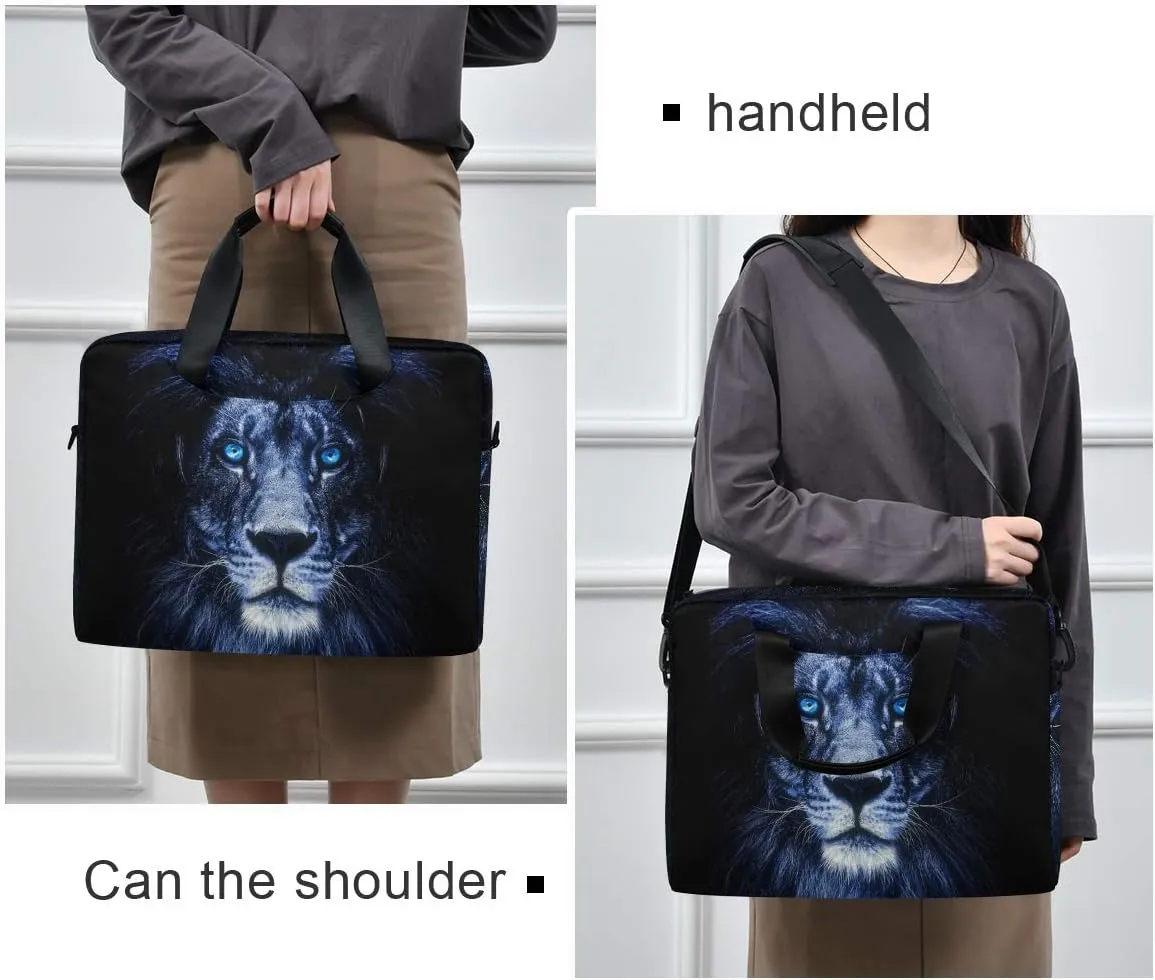 ALAZA Portrait of Lion Animal Laptop Case Bag Sleeve Portable Crossbody Messenger Briefcase w/Strap Handle, 13 14 15.6 inch