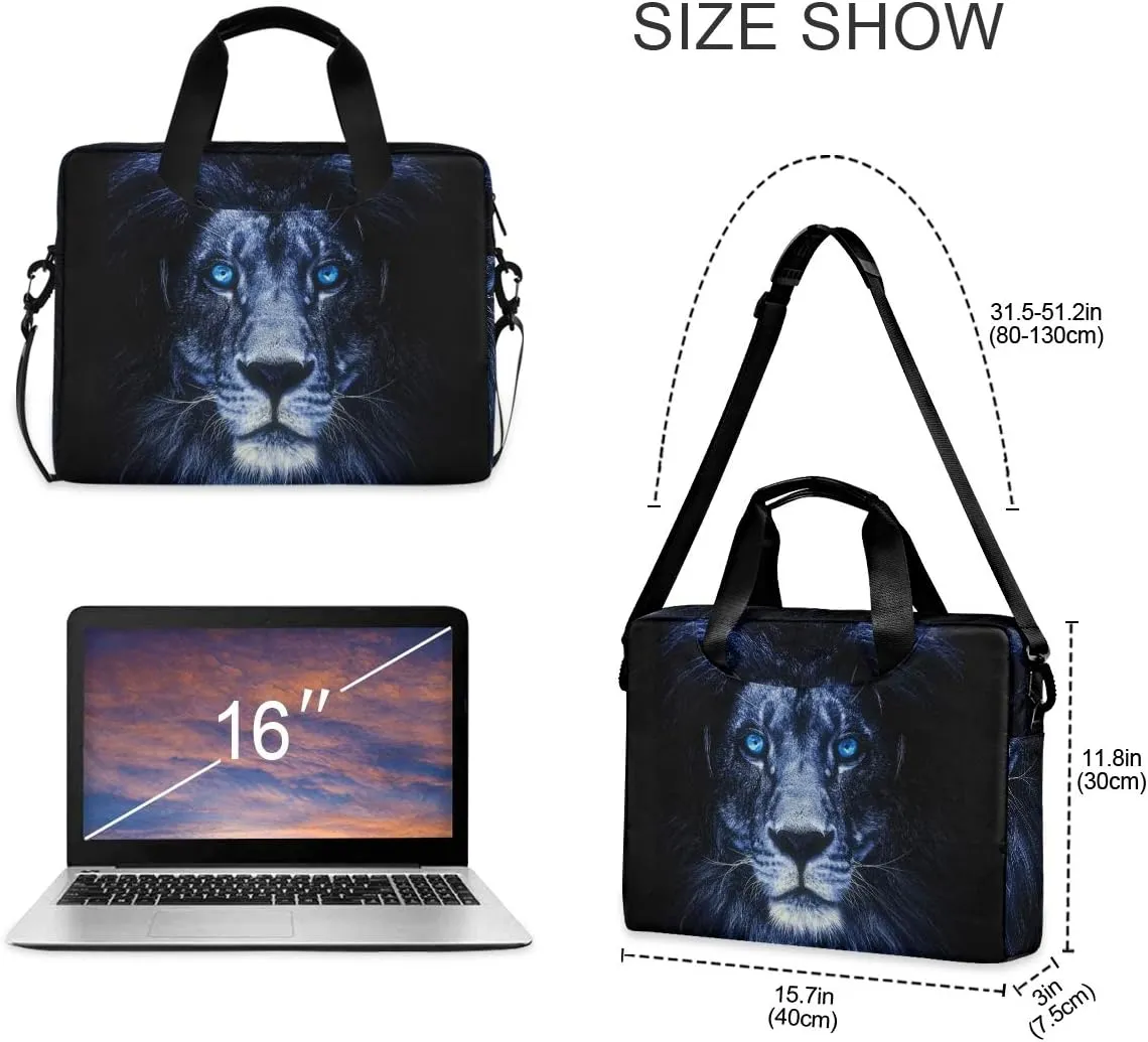 ALAZA Portrait of Lion Animal Laptop Case Bag Sleeve Portable Crossbody Messenger Briefcase w/Strap Handle, 13 14 15.6 inch