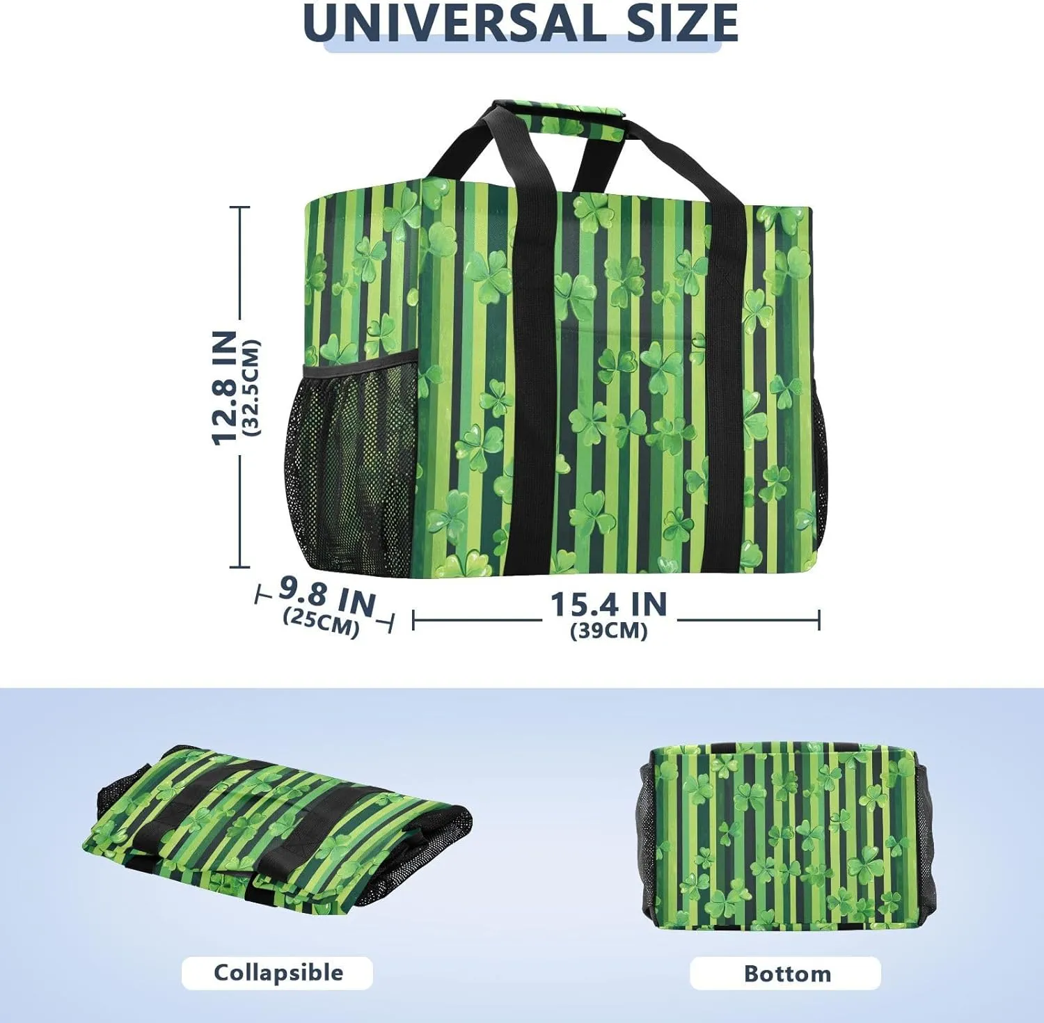 ALAZA St. Patrick's Day Clover Leaves and Glasses Of Beer Waterproof Beach Tote Bags