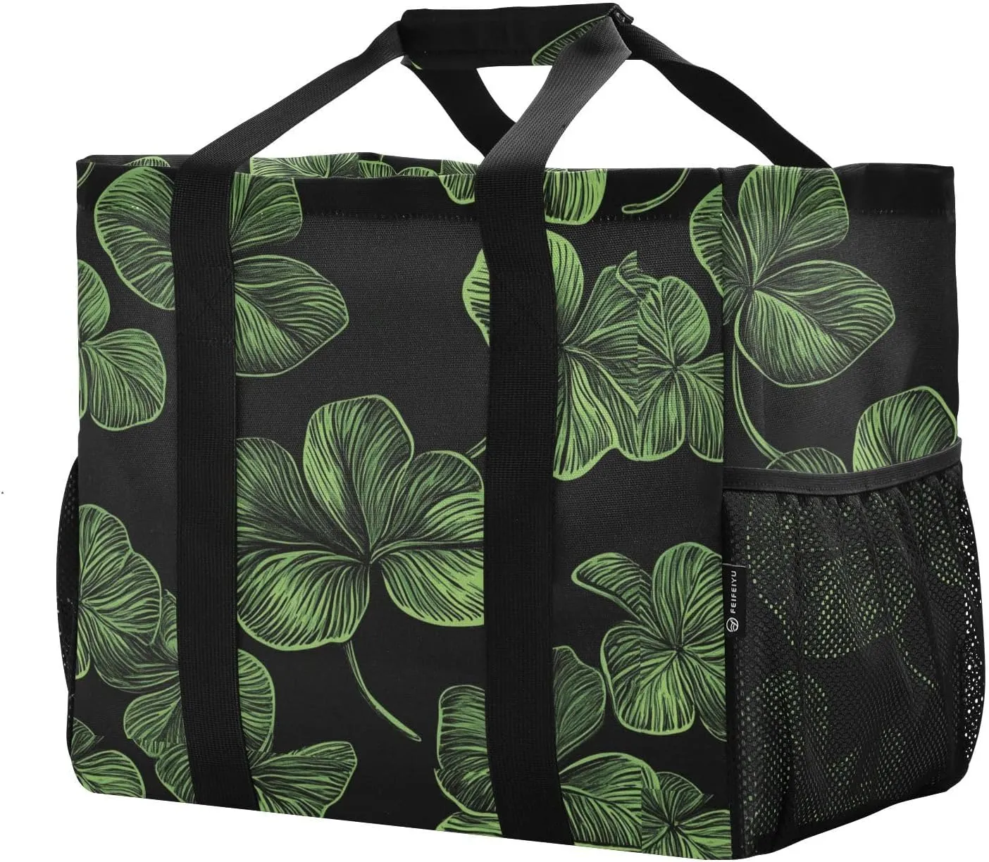 ALAZA St. Patrick's Day Clover Leaves and Glasses Of Beer Waterproof Beach Tote Bags