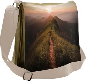 Ambesonne Adventure Messenger Bag, Road Cliff Sun Hike, Unisex Cross-body