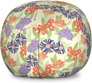 Ambesonne Floral Storage Toy Bag Chair, Doodle Interpretation of Blossoming Summer Flowers, Stuffed Animal Organizer Washable Bag, Large Size, Multicolor