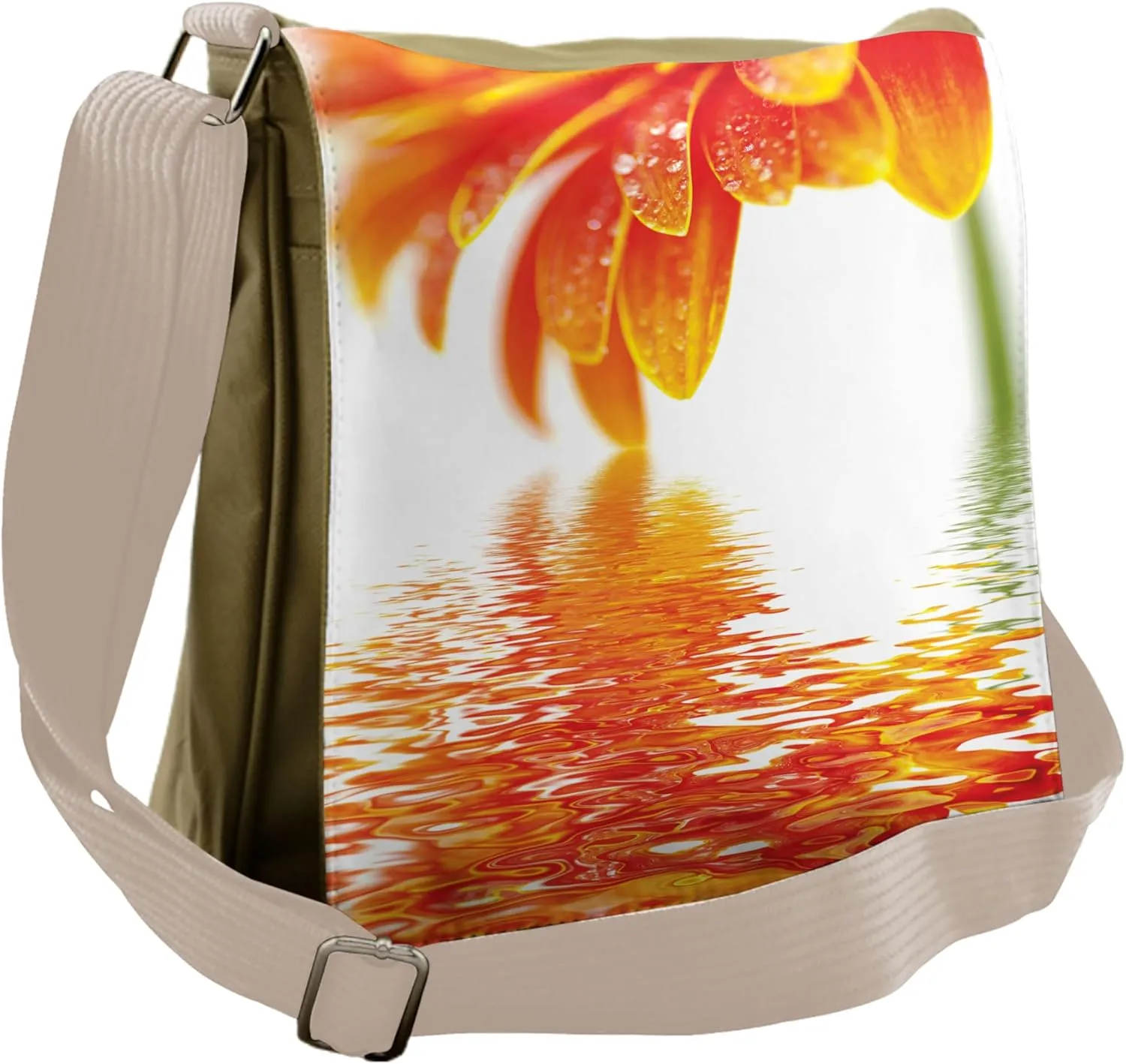 Ambesonne Flower Messenger Bag, Sun Flower Reflection, Unisex Cross-body