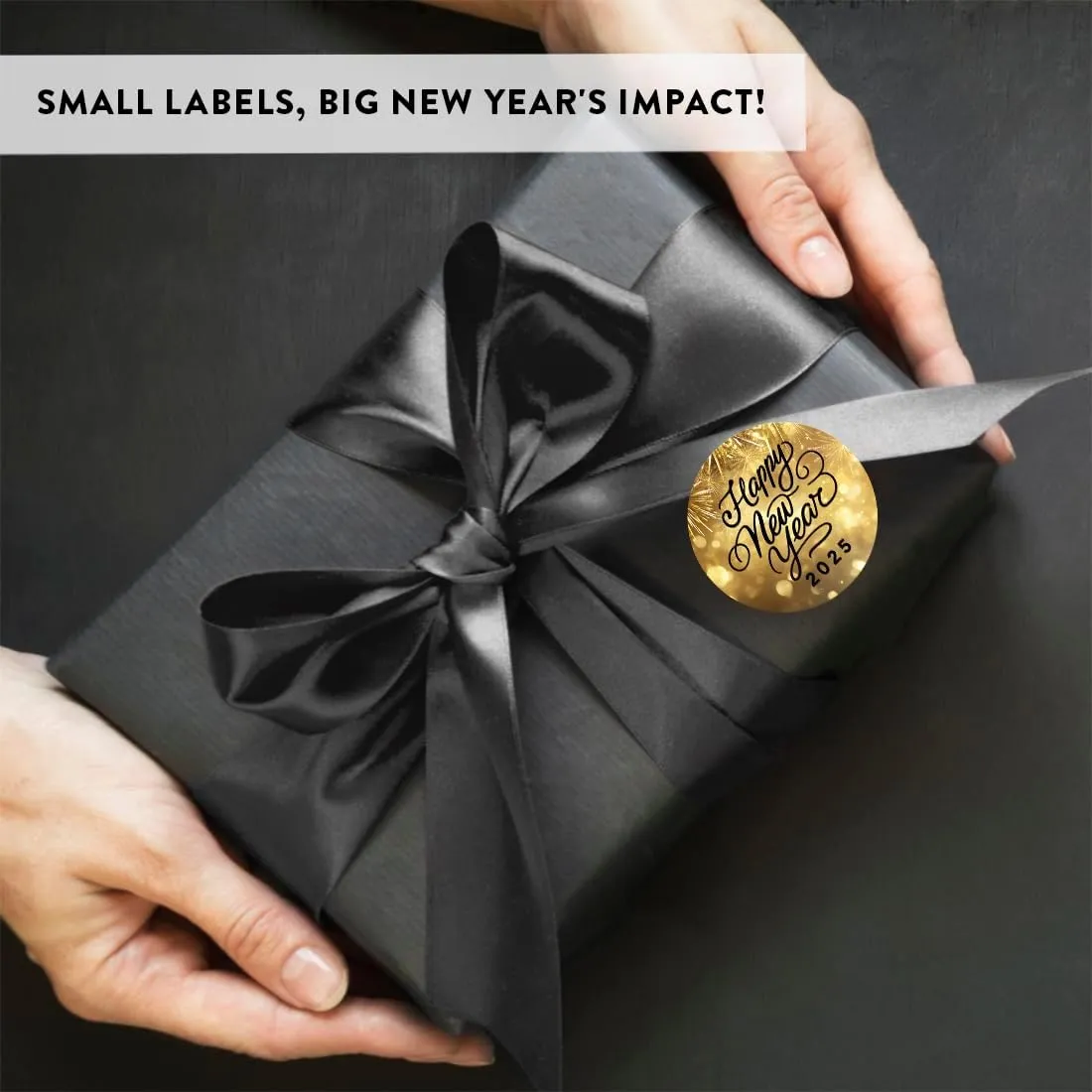 Andaz Press Gold Fireworks Happy New Year Round Stickers 2025 for New Years Party Favors 2025 Happy New Year Gift Bag Candy Boxes Kids Crafts Envelope Seals 2025 Stickers 40 Pack, 2 Inch Size Labels