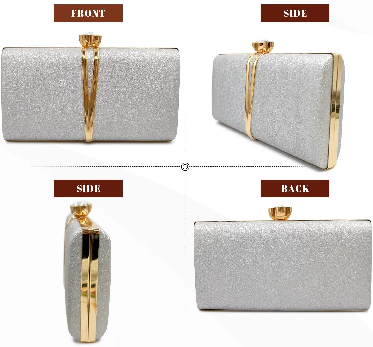 Aovtero Evening Bag Clutch Purses Women Wedding Party Bridal Handbag with Chain